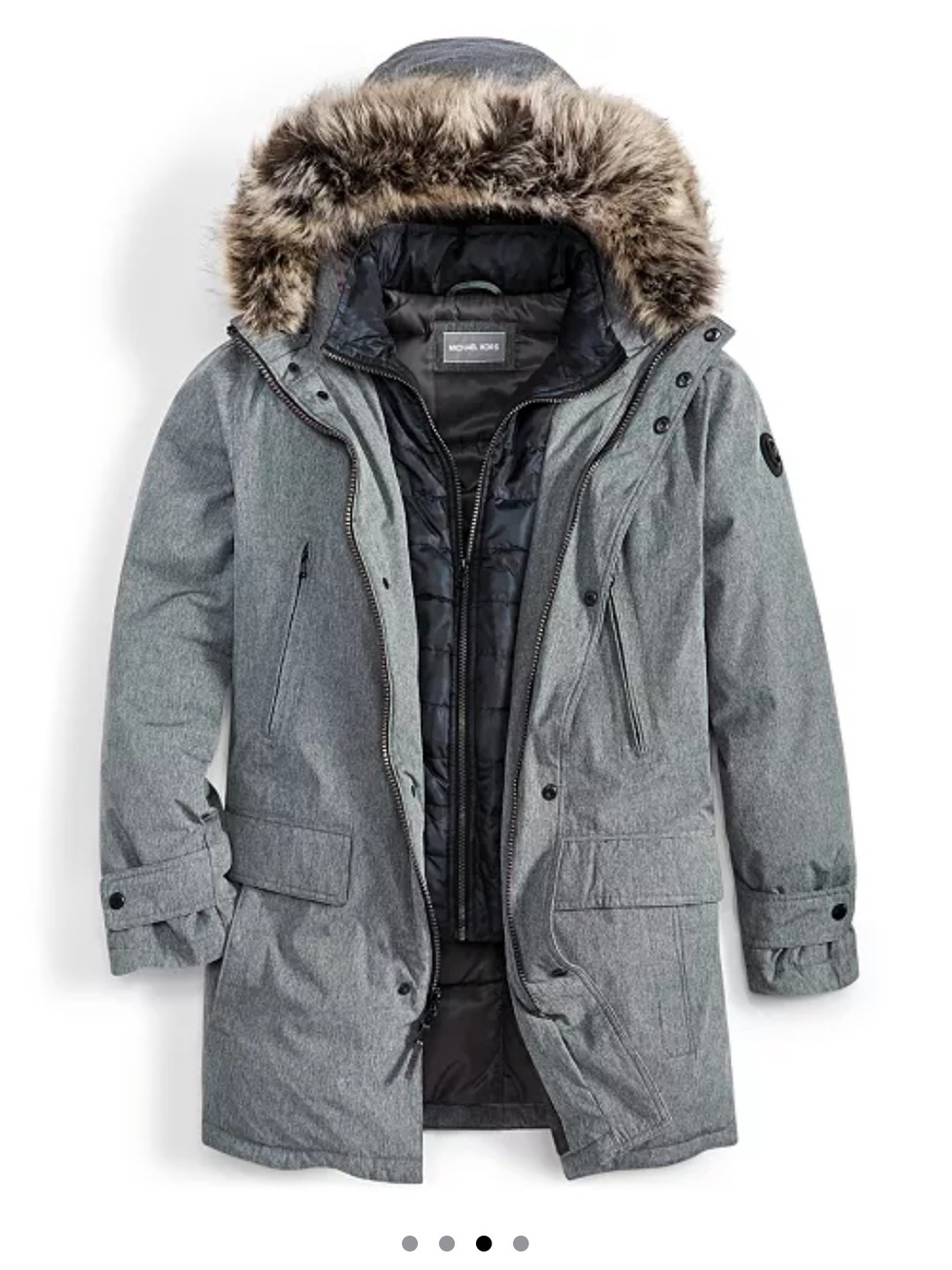 Michael Kors' snorkel coat offers warmth and style all in one.